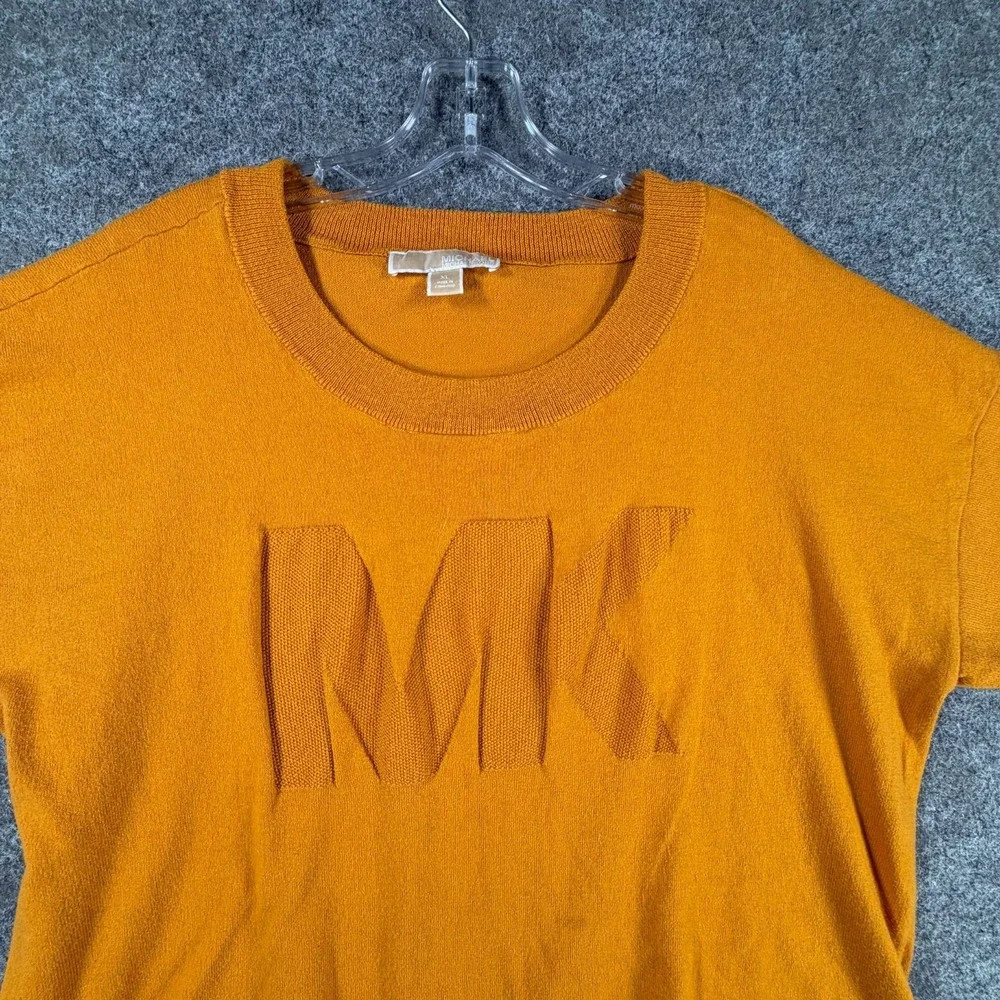 Michael‎ Kors Short-Sleeve Crop Top Womens XL Mustard Everyday Comfy Crewneck